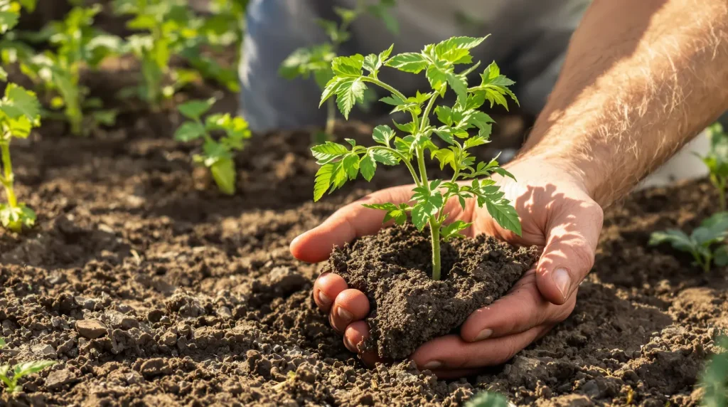 « Tu plantes tes tomates trop haut » : un pépiniériste m'a montré où enterrer la tige pour empêcher le mildiou